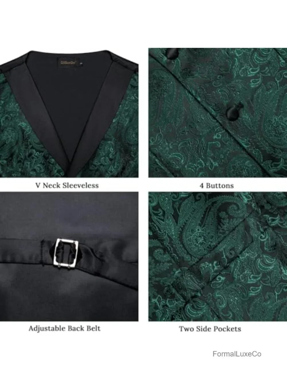 Silk Jacquard Paisley Suit Vest Set for Men Formal Shawl Collar Waistcoat with